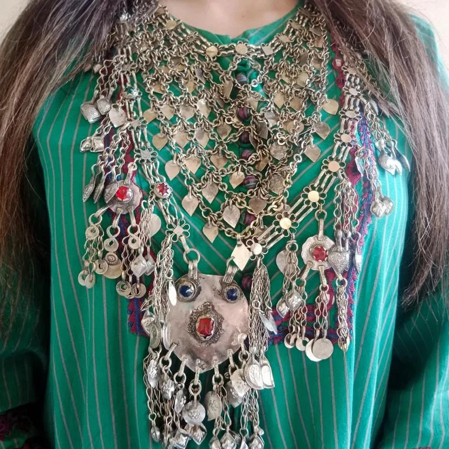 Antique Silver Kuchi Tribal Bib Necklace