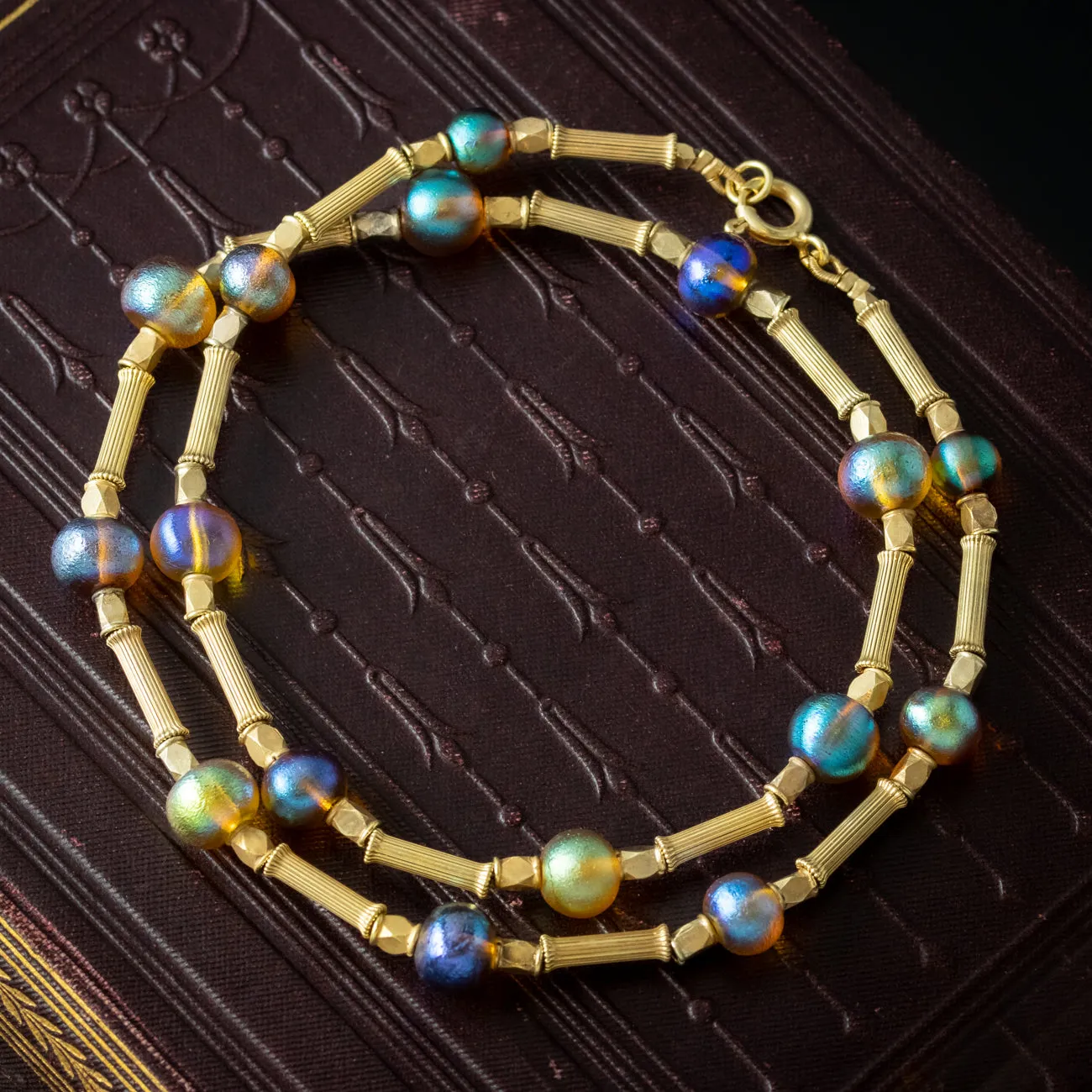 Art Deco WMF Myra Glass Necklace Sterling Silver Gold Gilt