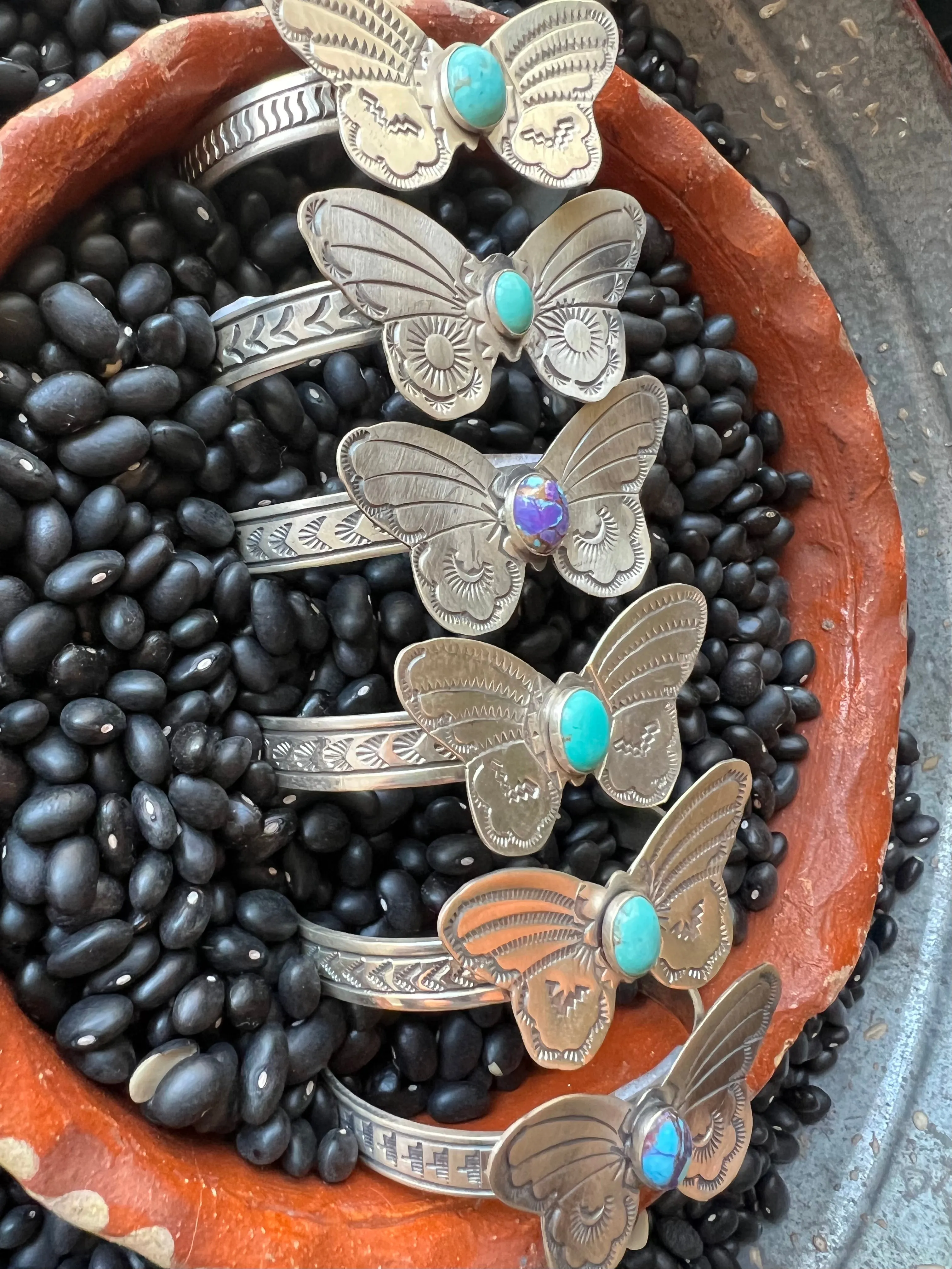Butterfly Turquoise Stamped Cuff