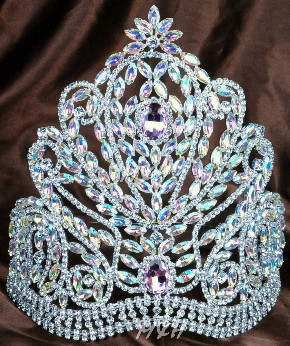 Deluxe Large Austrian Crystal Tiara Handmade Pageant Bridal Crown Hair Accessory