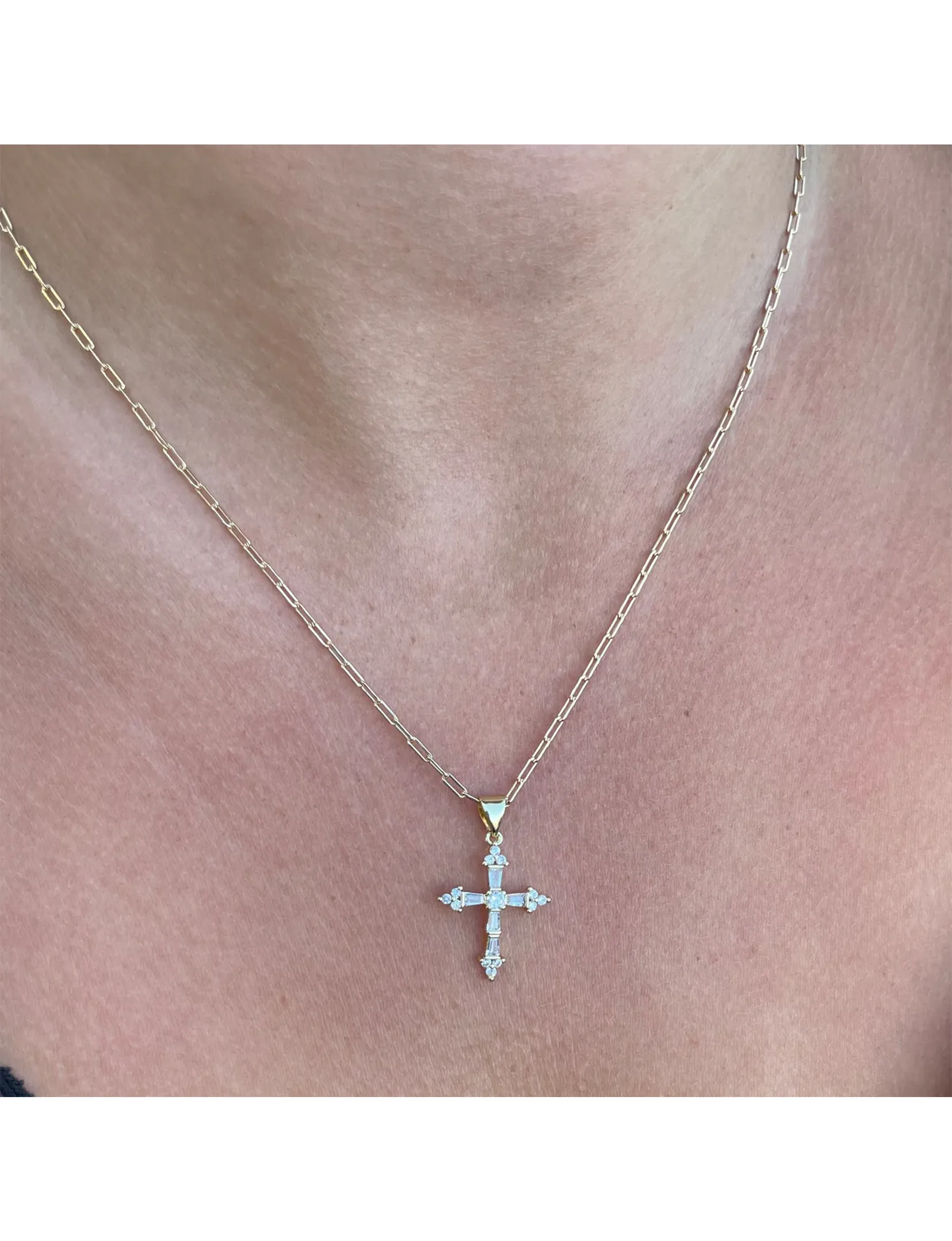 Princess Cross Necklace, Gold